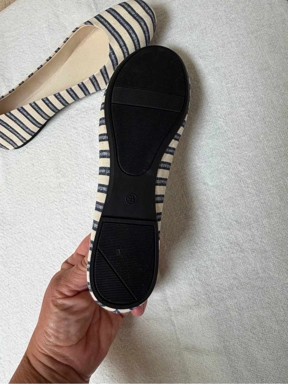 4/$20 Striped Navy and Cream Women’s Ballet Flats